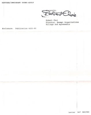 Page two of the IRS 501(c)(3) letter of determination for RYAN.