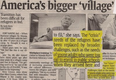 Newspaper press coverage featuring RYAN and the refugee community.